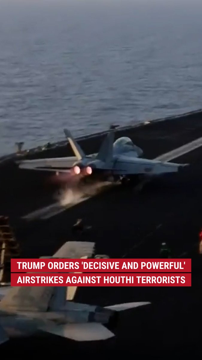 WATCH: US military jets take off before striking Iran-backed Houthi terrorists in Yemen. President Trump said the Houthis have waged “an unrelenting campaign of piracy, violence and terrorism” against American ships, aircraft and drones.
