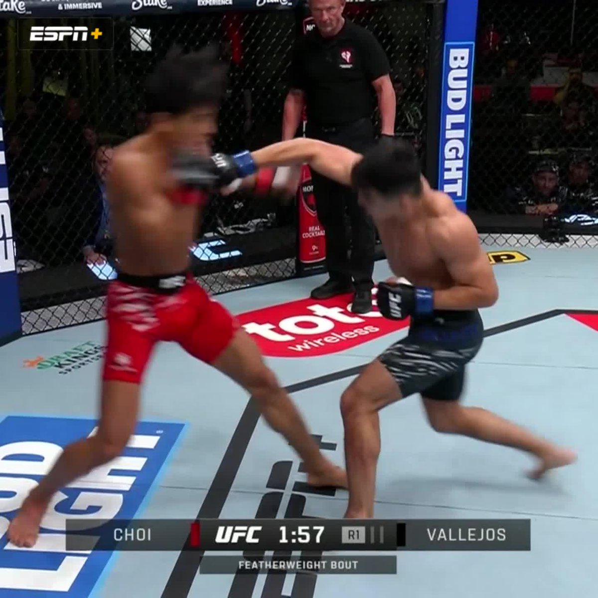 MASSIVE right leads to the finish for Kevin Vallejos ⚡ #UFCVegas104