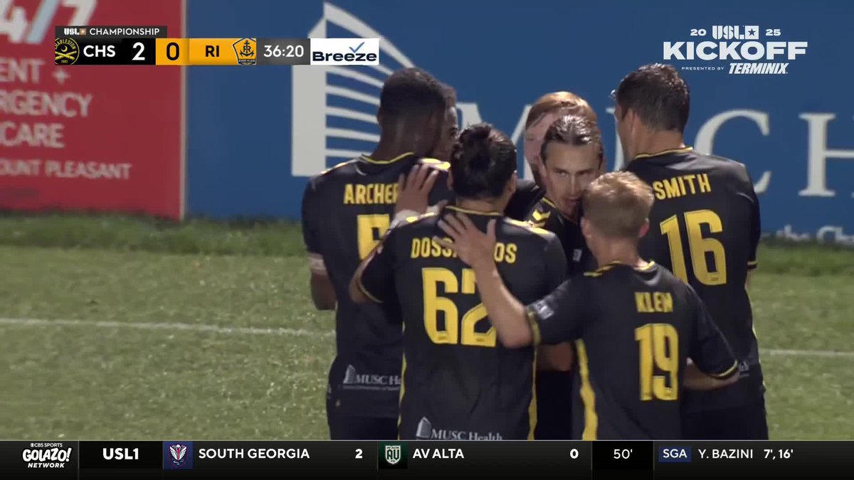 Set-piece perfection from Charleston Battery 🔥 Cal Jennings bags a first-half brace 🫡