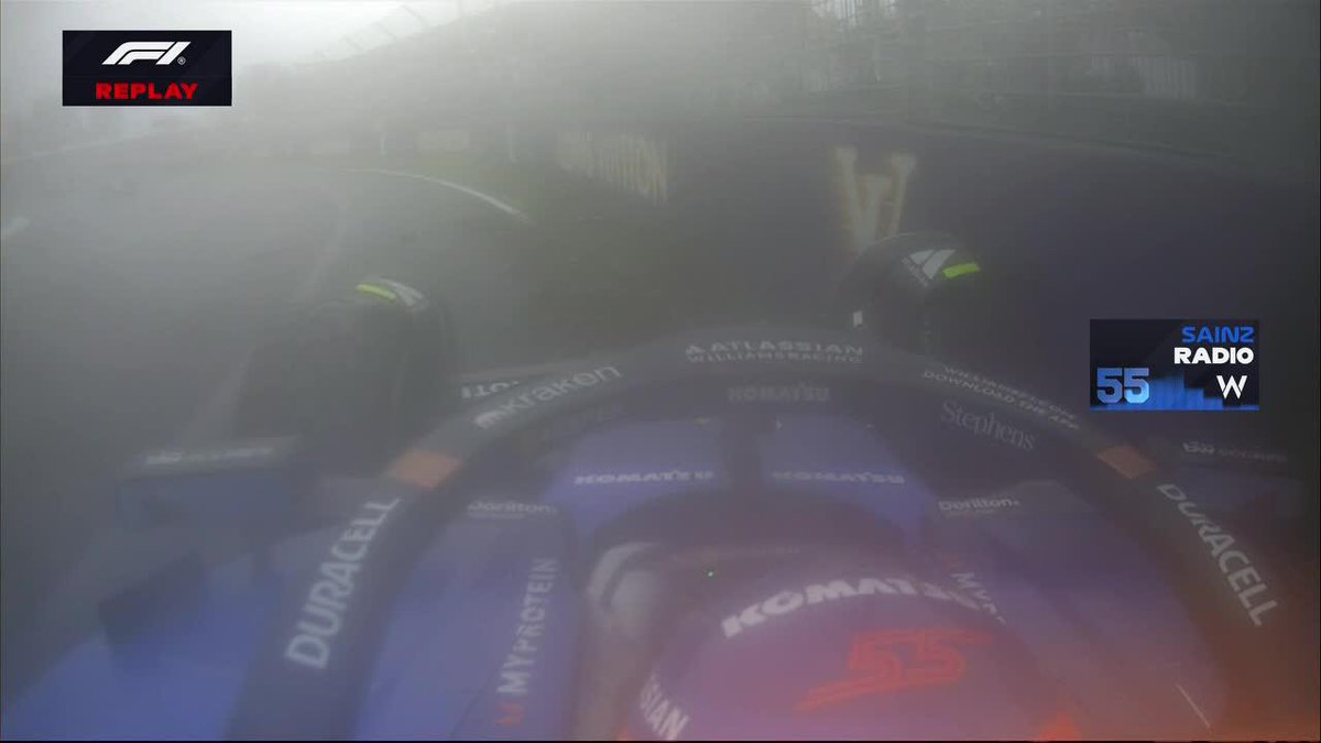 "Carlos Sainz" Porque también hizo verga el Williams y se quedó afuera del Gran Premio de Australia de la Fórmula 1. Están chocando absolutamente todos con esta lluvia de mierda, y me están haciendo laburar un montón, la concha bien puta de la lora.