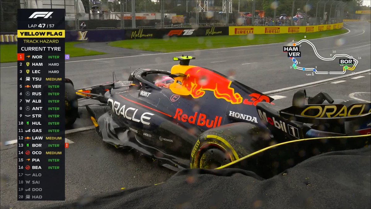 ANOTHER SAFETY CAR IN MELBOURNE ‼️ Liam Lawson and Gabriel Bortoleto crash out in the tricky conditions 🌧️