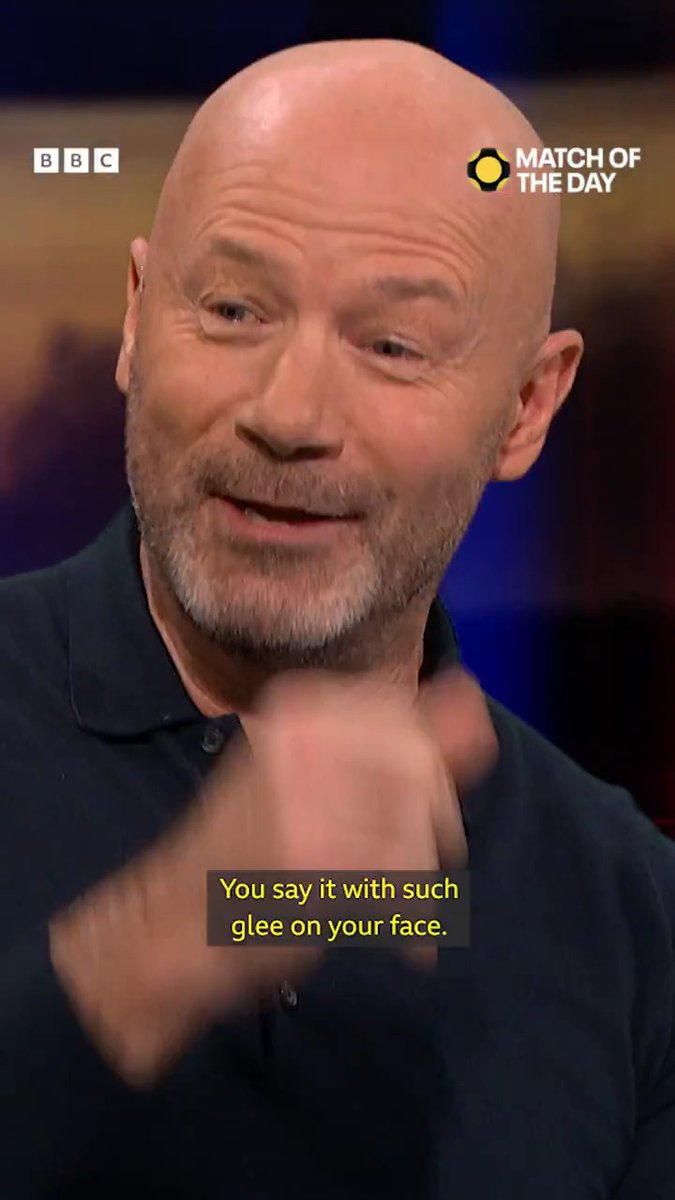 “You say that with such glee on your face…!” Lineker tells Shearer he’s lost another record. #MOTD #BBCFootball