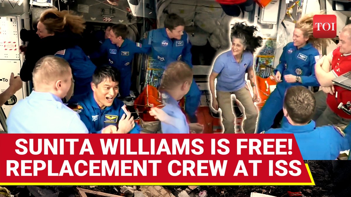 #SunitaWilliams is free: Hugs, tears at #ISS as #SpaceX replacement crew meets stranded astronauts Watch for more details