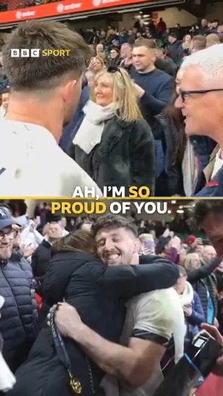 A lovely moment between the Curry twins and a very proud dad! #BBCRugby #SixNations #BBCSixNations
