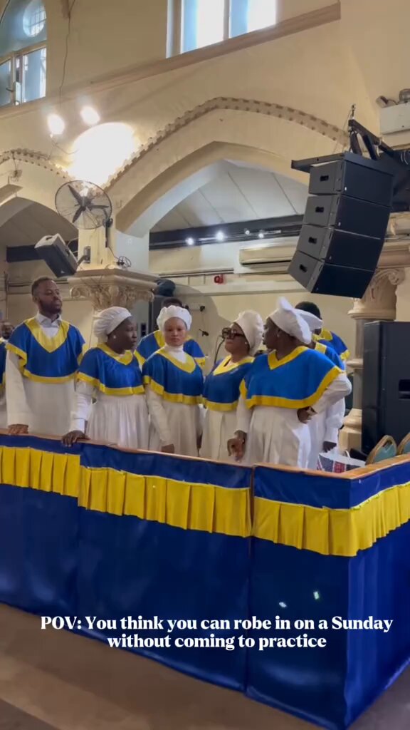 cherubim and seraphim members singing Burna Boy’s “Lambo” freestyle inside the church. 😂