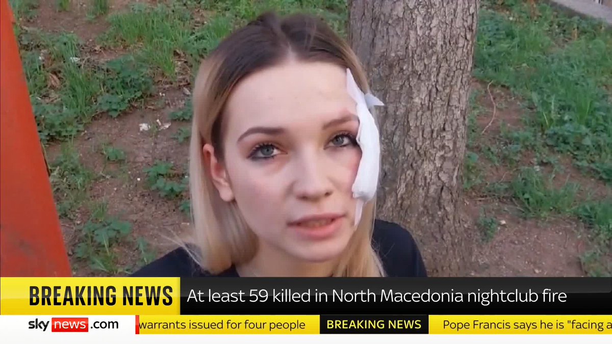 Four arrest warrants have been issued after a nightclub fire killed at least 59 people in North Macedonia. One survivor, who lost her sister in the fire, details the scene as she tried to escape. ➡️ 📺 Sky 501, Virgin 602, Freeview 233 and YouTube