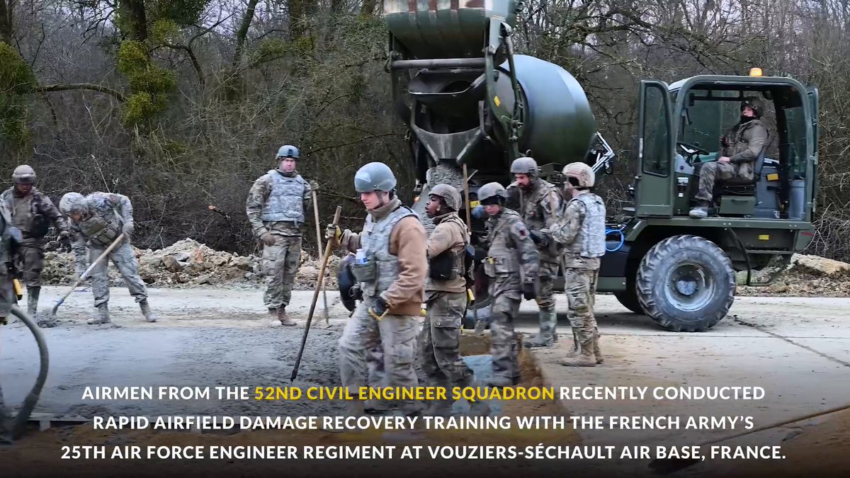 COLLABORATION IN ACTION! Airmen from the 52nd Civil Engineer Squadron joined forces with the French Armyโs 25th Air Engineering Regiment during Exercise Linebacker 25. Over two days, they honed their airfield damage recovery techniques for real-world operations.