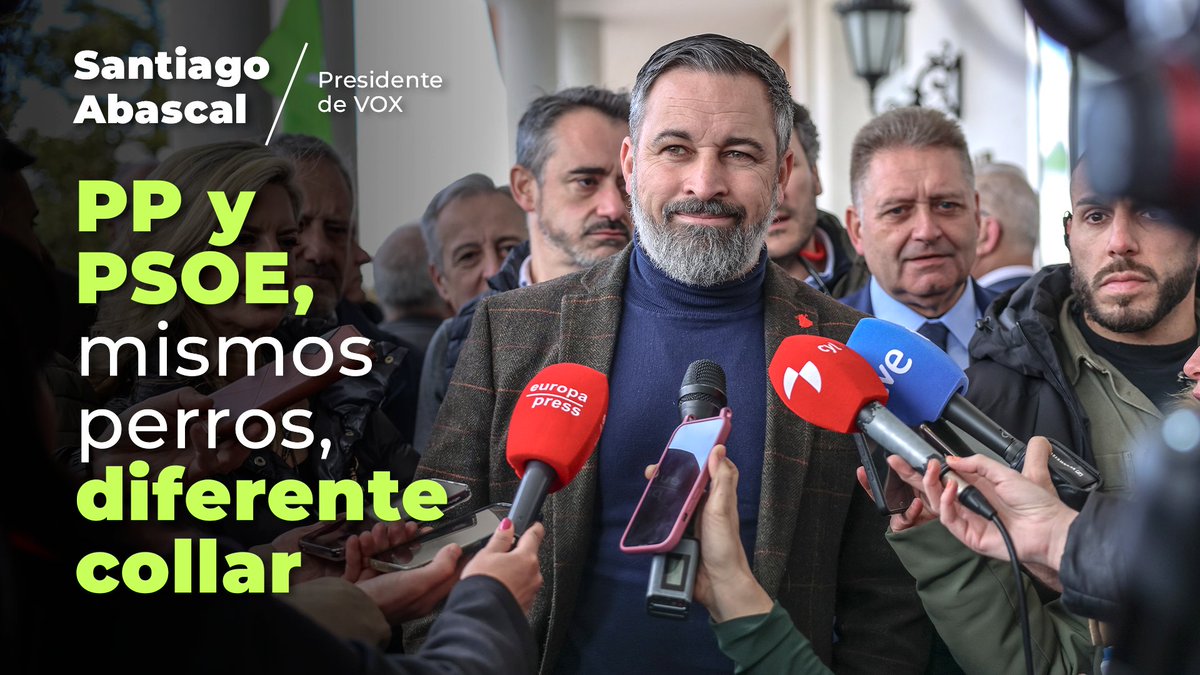 🔴 Santiago Abascal 🇪🇸 defiende en Valladolid que VOX es LA ÚNICA OPOSICIÓN: ➡️ “Mañueco está a las órdenes de Feijóo y Feijóo a las órdenes de Von der Leyen, además de hacer seguidismo a Pedro Sánchez”. ➡️ “Para nosotros PP y PSOE son los mismos perros con diferente collar”