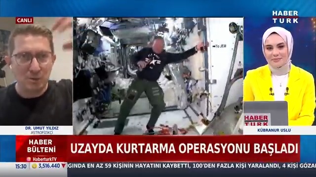 📌Uzayda mahsur kalan astronotları kurtarma operasyonu başladı Astrofizikçi Dr. Umut Yildiz #HaberBülteni'nde Kübranur Uslu 'ya değerlendirdi.