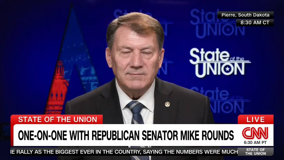 Republican Senator Mike Rounds defends Trump invoking wartime powers to speed up deportations but tells @JakeTapper, “We expect the executive branch to follow the law… We are a constitutional republic, and we will follow those laws.”