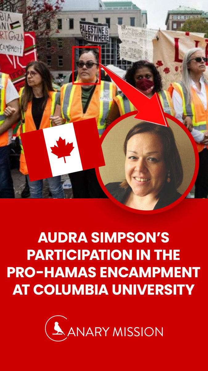 🦺 Canadian anthropology professor, Audra Simpson, last year donned an orange vest and blocked Jewish students from entering Columbia's pro-terror encampment. ⛔