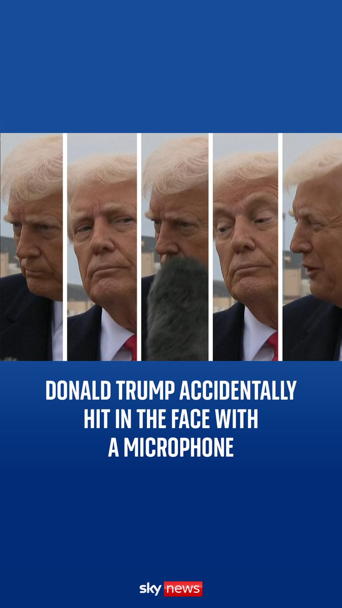 Donald Trump was taking questions on the tarmac in Maryland when a boom microphone hit his face. Watch the moment ⬇️