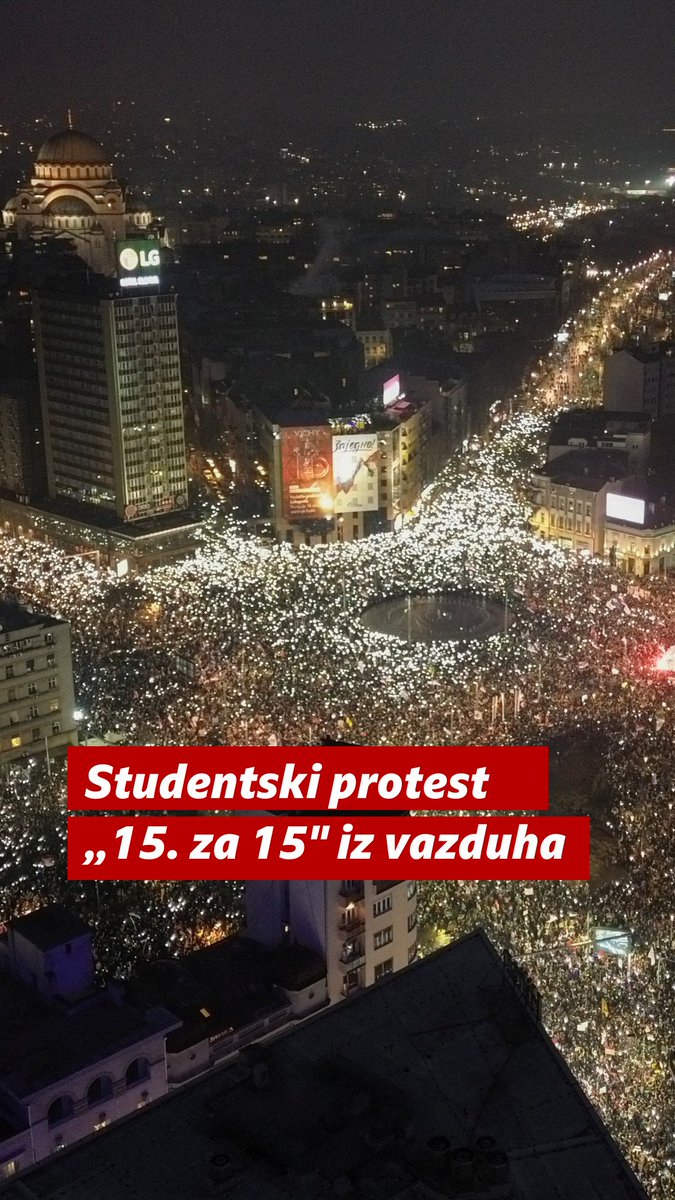 Studentski protest u Beogradu viđen iz vazduha👇 Napomena: Video je ažuriran novim procenama o broju učesnika protesta