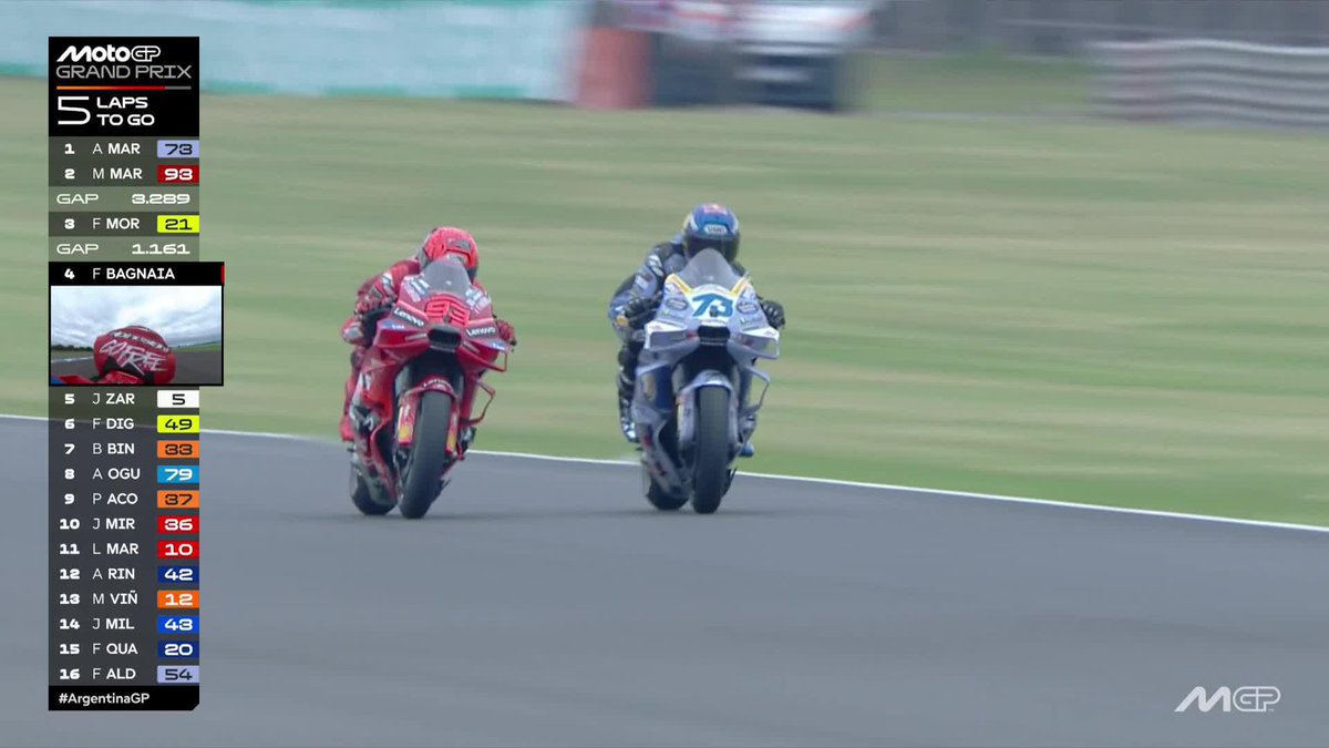 As tense as it gets! Marc Márquez takes the lead with 5 laps remaining 🚨 #ArgentinaGP 🇦🇷