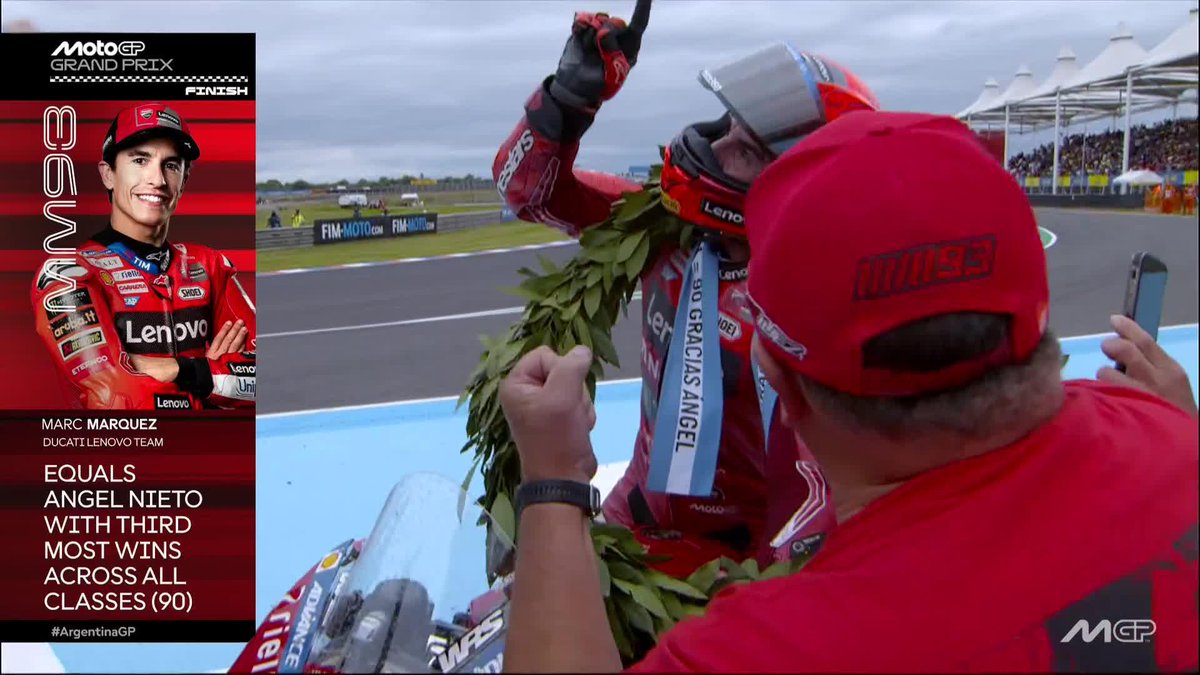 ¡GRACIAS ÁNGEL! Marc Márquez reaches another milestone ! 9️⃣0️⃣ wins across all classes #ArgentinaGP 🇦🇷