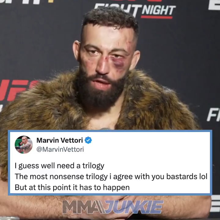 Marvin Vettori calls for Roman Dolidze to make good on his comments about a trilogy bout after their series tied 1-1 at #UFCVegas104.