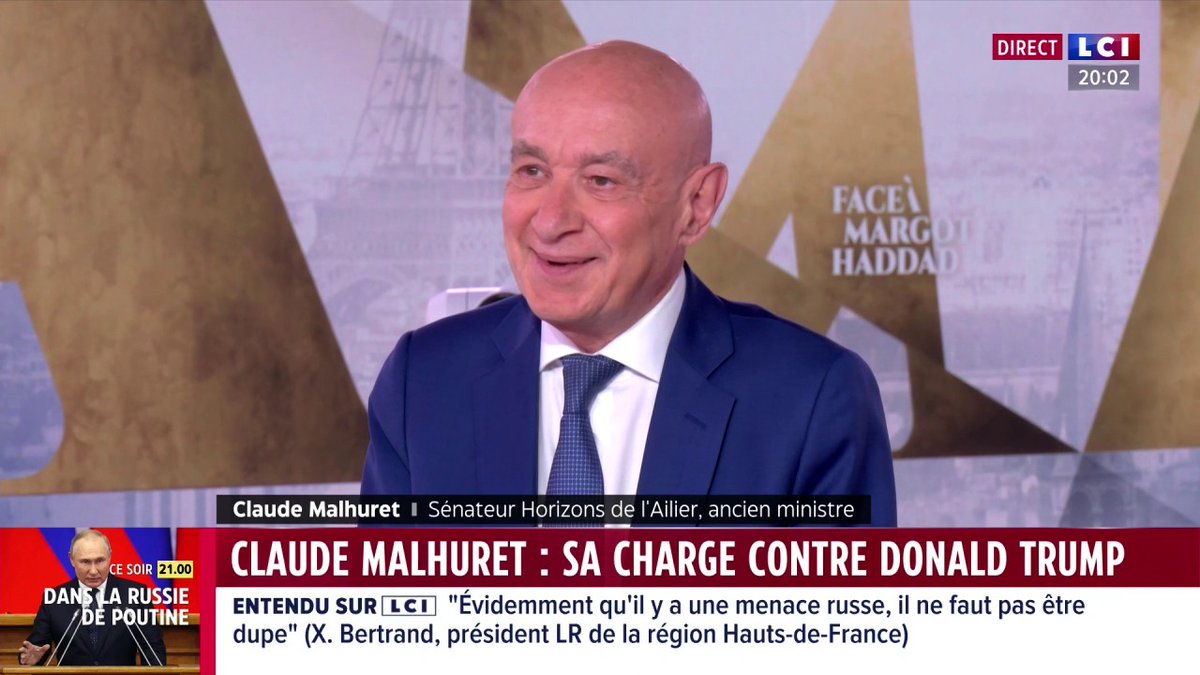 🗣️ "Washington est devenu la cour de Néron", a dénoncé Claude Malhuret 👉 Pour le sénateur Horizons de l'Allier, "Trump est en train de mettre l'Amérique à feu et à sang", assure-t-il face à ✦ Margot Haddad ✦