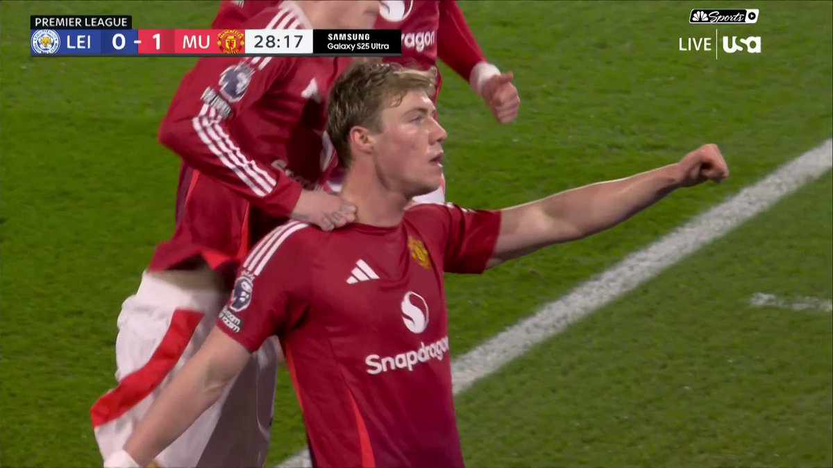 THE DROUGHT IS OVER! Rasmus Hojlund scores his first goal since December. 📺 USA Network | #LEIMUN