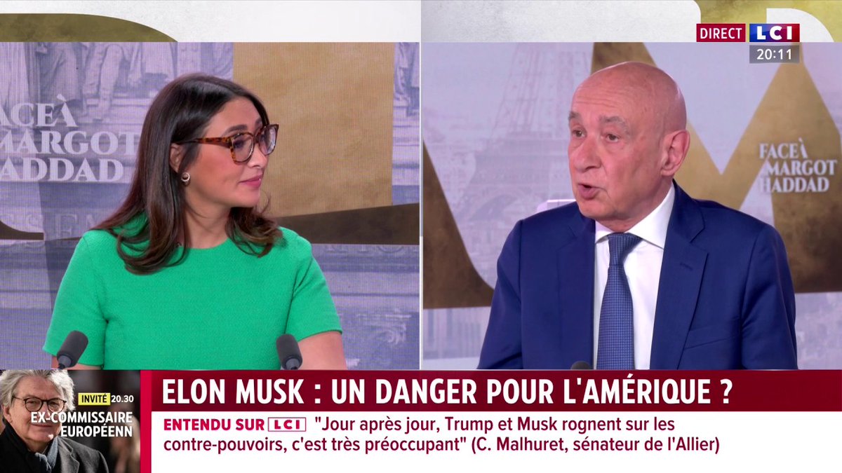 🗣️ "J'ai confiance dans la solidité de la démocratie américaine, dans les contre-pouvoirs mais" Donald Trump et Elon Musk "sont en train, jour après jour, de les rogner un petit peu plus" prévient Claude Malhuret ▶️ ✦ Margot Haddad ✦