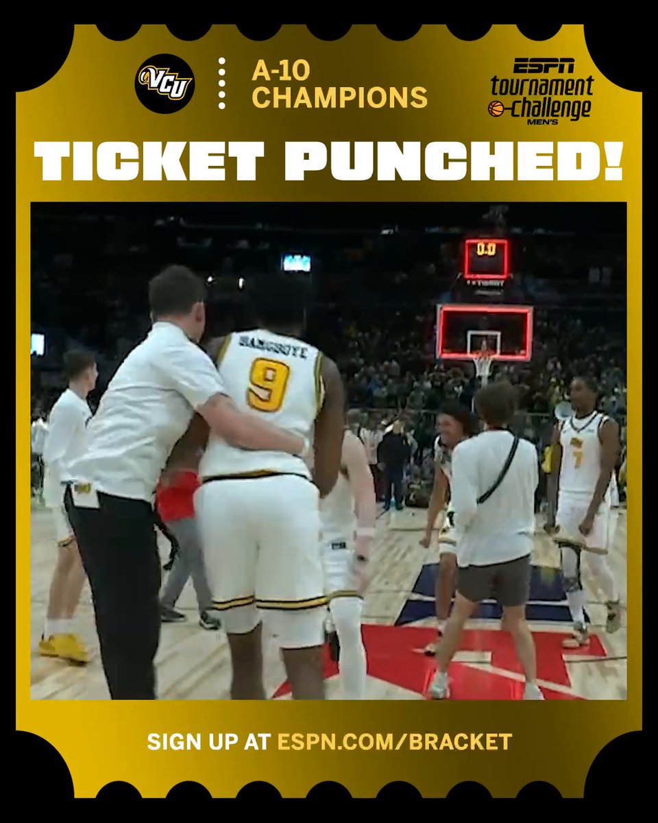VCU RAMS CLINCH THE A-10 CHAMPIONSHIP 🎟️ They advance to the Big Dance for the 20th time in school history 😤 Create your bracket here:
