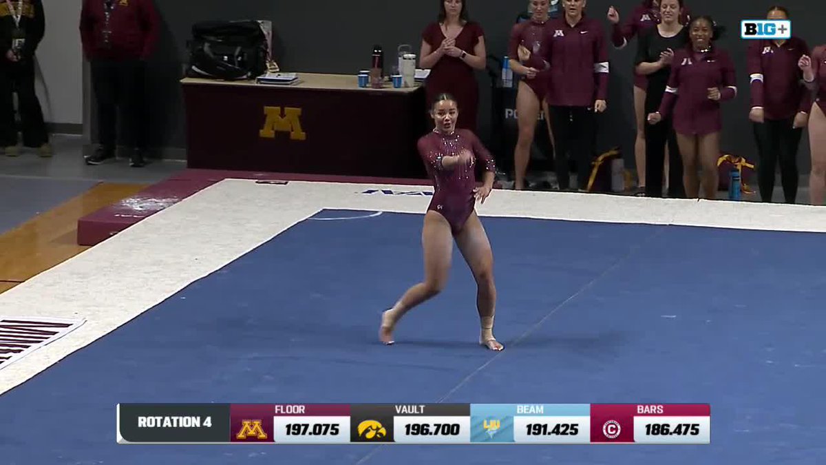 For the final time at the Pav, MYA HOOTEN 👑 Not a dry eye in sight as she hits a 9.950 in her final floor routine at Minnesota. 📺: B1G+