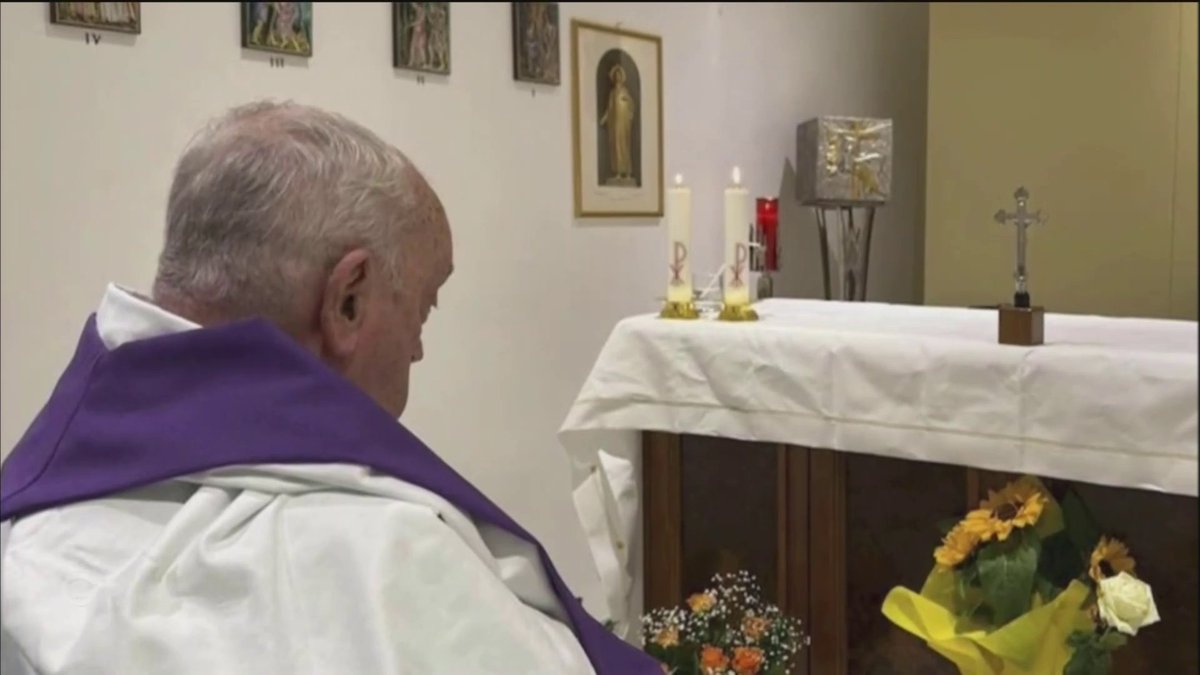 The Vatican has released a photo of Pope Francis for the first time since he was admitted to the hospital more than a month ago.
