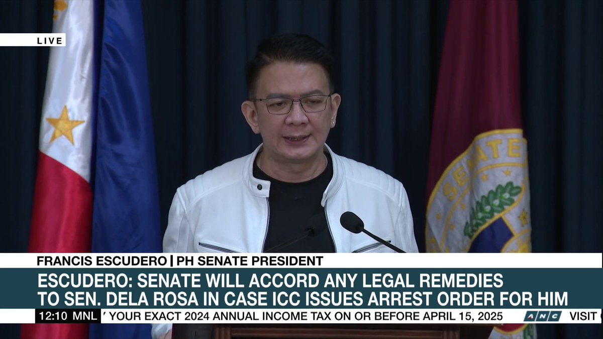Senate President Francis Escudero says the Senate will accord any legal remedies to Sen. Ronald Dela Rosa in case the ICC issues an arrest order for him. He also cited instances when senators took refuge inside the Senate premises after they were ordered arrested.
