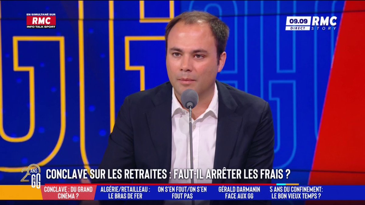💶 Conclave des retraites : faut-il arrêter les frais ? 🗣️ Charles Consigny : "Le psychodrame, autour de cette question, montre le rapport paranoïaque des Français au travail ! Ça traduit notre espèce de refus du travail... Je suis pour la retraite à 70 ans !" #GGRMC