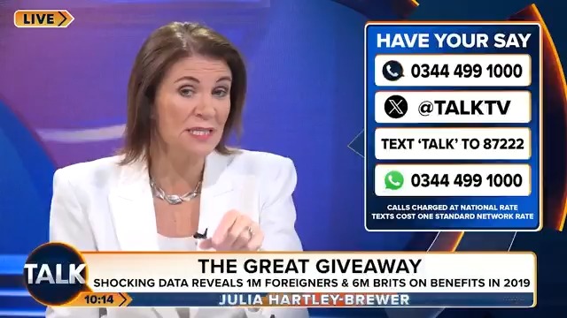 "I think we need to start rewarding people for shopping people." Julia Hartley-Brewer says false benefits claimants are stealing from taxpayers and should be reported. Julia Hartley-Brewer