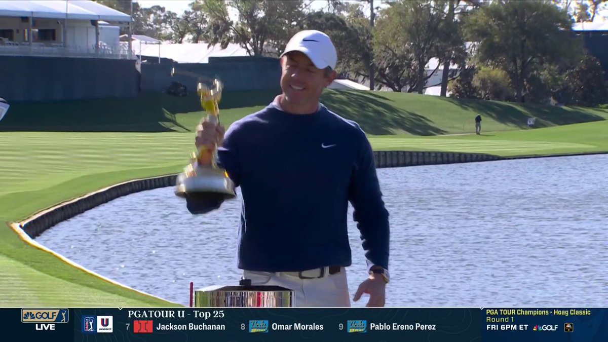 Rory McIlroy receives #THEPLAYERS trophy as the flag of Northern Ireland is raised on Saint Patrick's Day.
