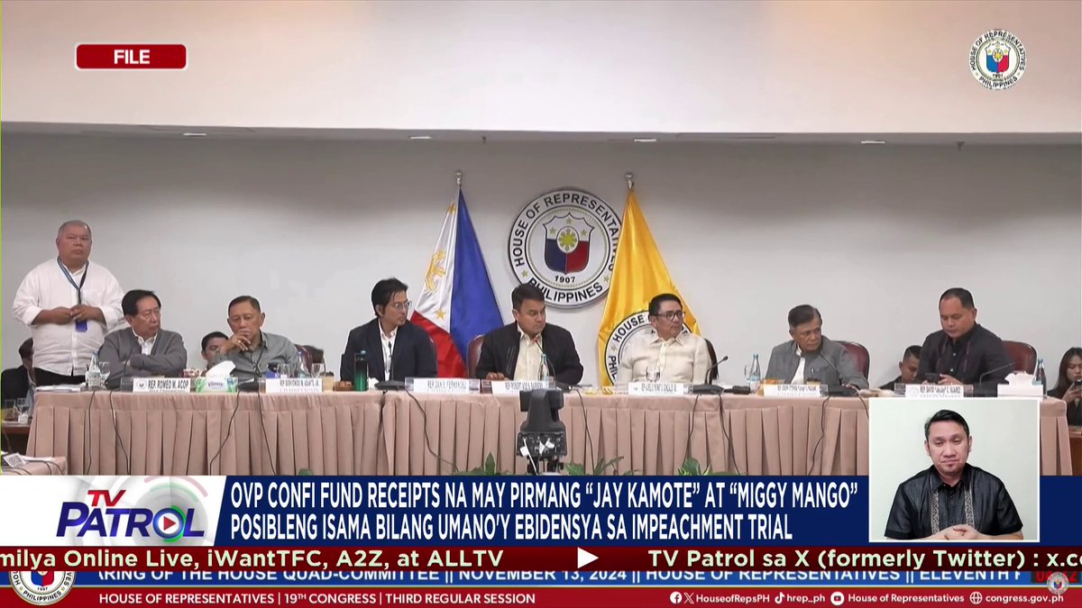 Posibleng isamang ebidensiya ng House prosecution panel sa impeachment trial ni VP Sara Duterte ang iba pang disbursement sa confidential funds ng OVP. Ayon sa House Quad Comm target isama bilang dagdag na ebidensya ang mga resibo na may pirmang “Jay Kamote” at “Miggy Mango.”