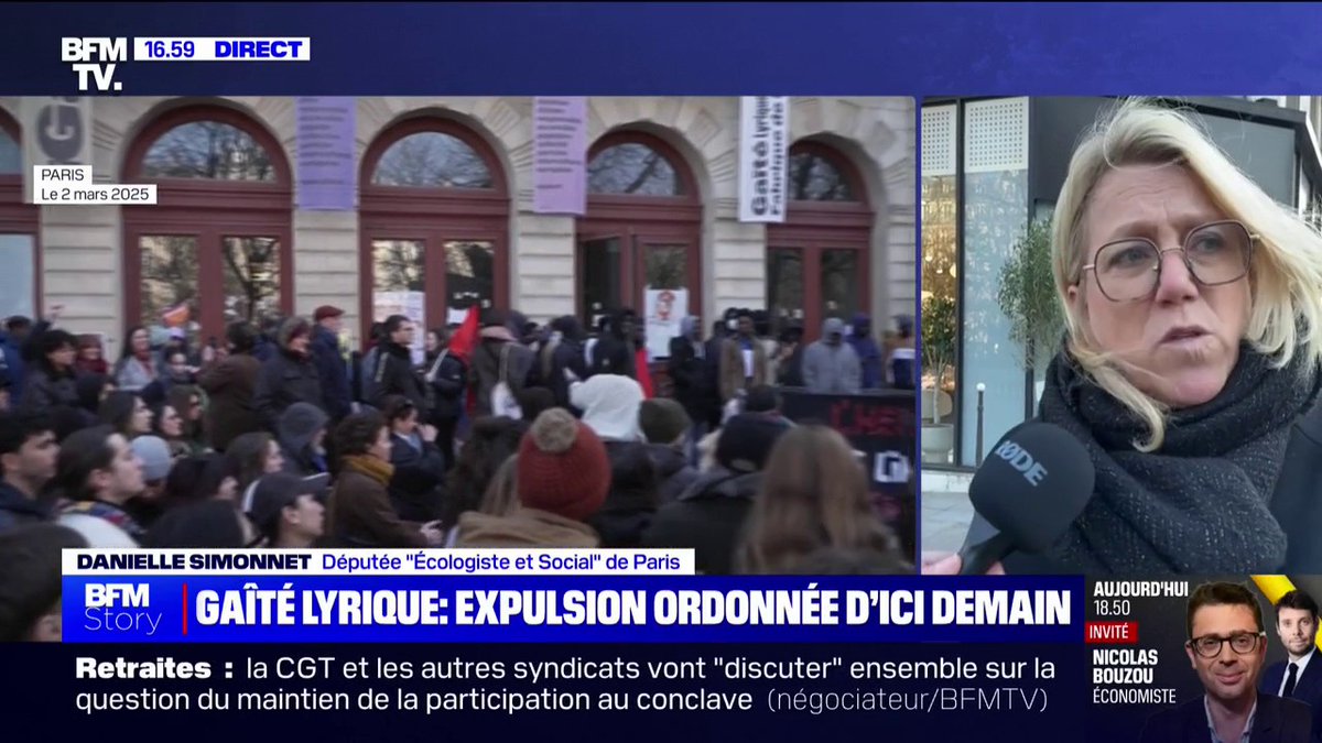 💬"Pas d'expulsion sans relogement" La députée Danielle Simonnet (Écologiste et Social) réagit à la décision d'expulsion des étrangers mineurs isolés hébergés au théâtre de la Gaîté Lyrique, à Paris
