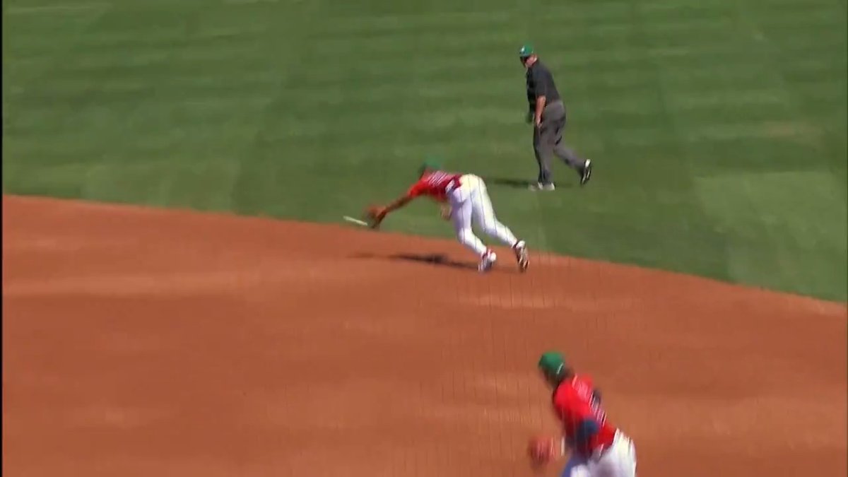 No. 2 Red Sox prospect Kristian Campbell makes a diving stop to rob a base hit 😤