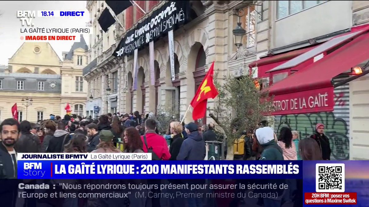 🔴 Des manifestants se rassemblent devant la Gaîté Lyrique pour s'opposer à l'expulsion des mineurs isolés qui l'occupent depuis le 10 décembre dernier