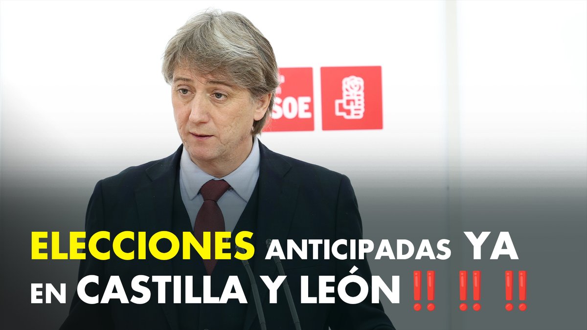 Hay que poner fin a los siete años perdidos de Mañueco. ‼️👉 Pedimos elecciones anticipadas YA en Castilla y León y que gobierne la lista más votada. Carlos Martínez Mínguez / ❤️: "Solo el PSOE es garantía de progreso y futuro". #AtréveteAlCambio