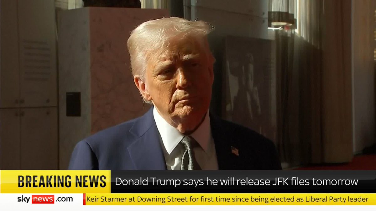 BREAKING: US President Donald Trump has said he will release all of the files on JFK's death on Tuesday. Read more: 📺 Sky 501, Virgin 602, Freeview 233 and YouTube
