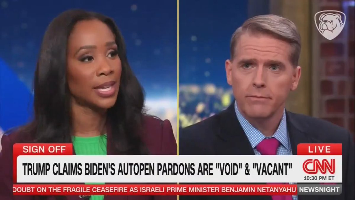 Abby Phillip with another ref stoppage, saving...herself from getting owned by Scott Jennings on the Biden autopen pardons, changing the subject and then accusing Jennings of changing the subject when he attempts to finish his point.