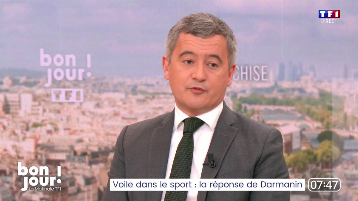 🇫🇷🧕 FLASH | "Il faut interdire le port du voile dans les compétitions sportives, c’est une évidence", a lancé ce matin Gérald Darmanin.