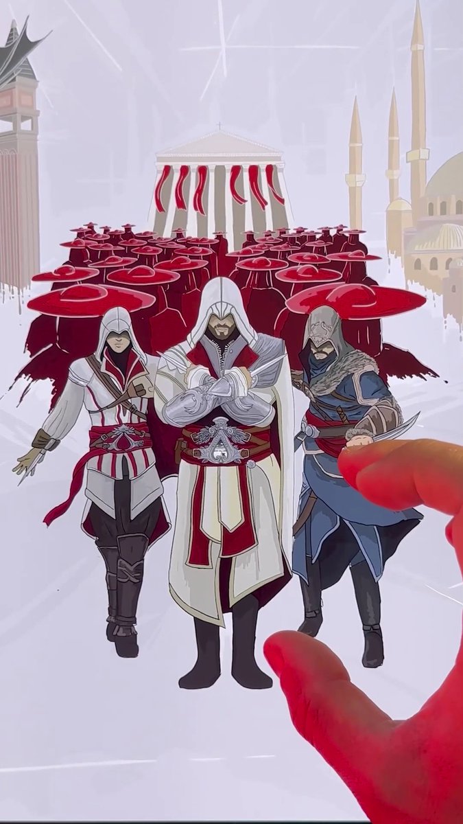 De AC1 a Shadows... Acércate 🔎 y viaja a través de la historia de Assassin's Creed 💙 Arte de OGARNO