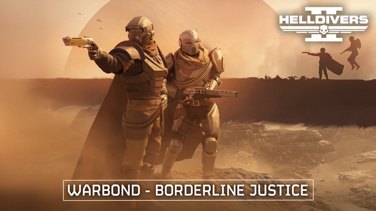 WANTED: Dead or even deader: savage, freedom-hating fiends! REWARD: a fistful of democracy! It’s High Noon, Helldivers! Deliver some frontier justice to an untamed galaxy armed with Borderline Justice Premium Warbond, featuring weapons, explosives, gear and armour. Available on March 20th, full briefing: [1/6]
