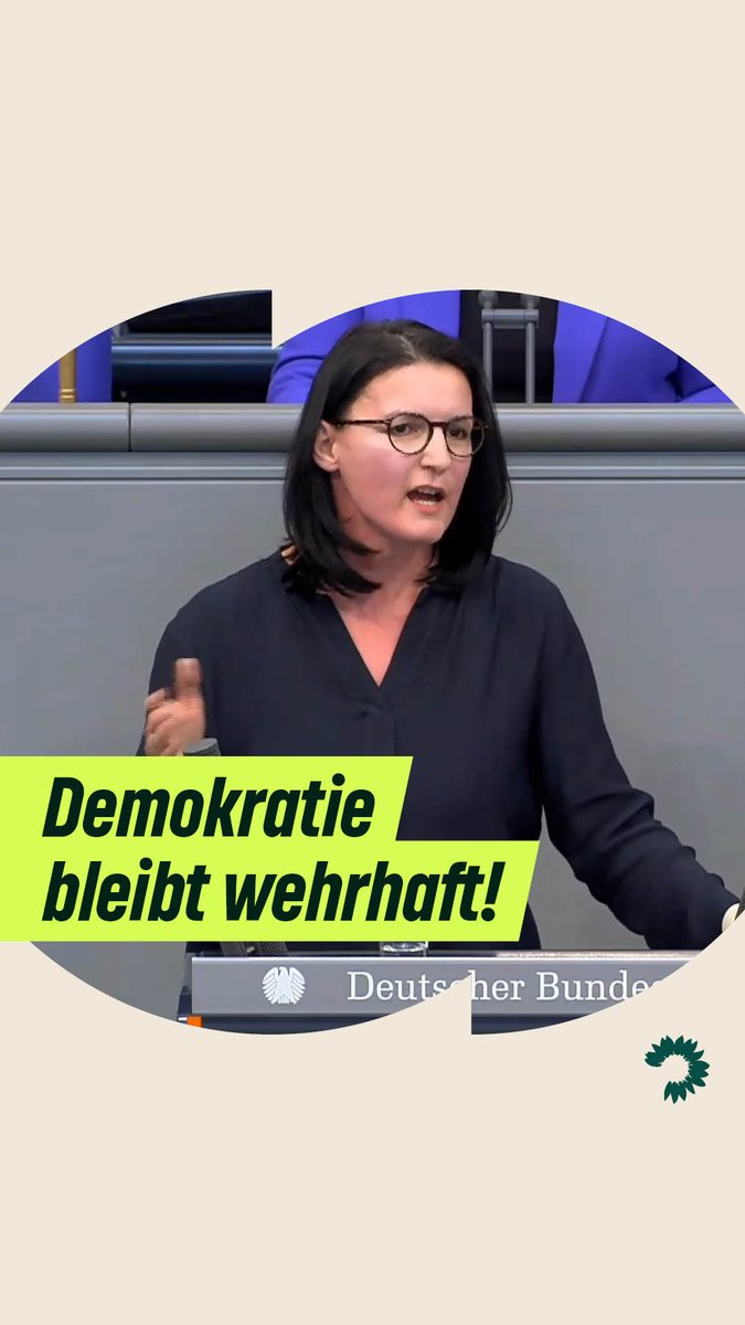 Die Demokratie ist wehrhaft & muss das auch bleiben! Nicht, wenn es nach der AfD geht: Sie versucht immer wieder Verfassungsorgane zu zerstören. Irene Mihalic macht im Bundestag klar: Nicht mit uns 👇