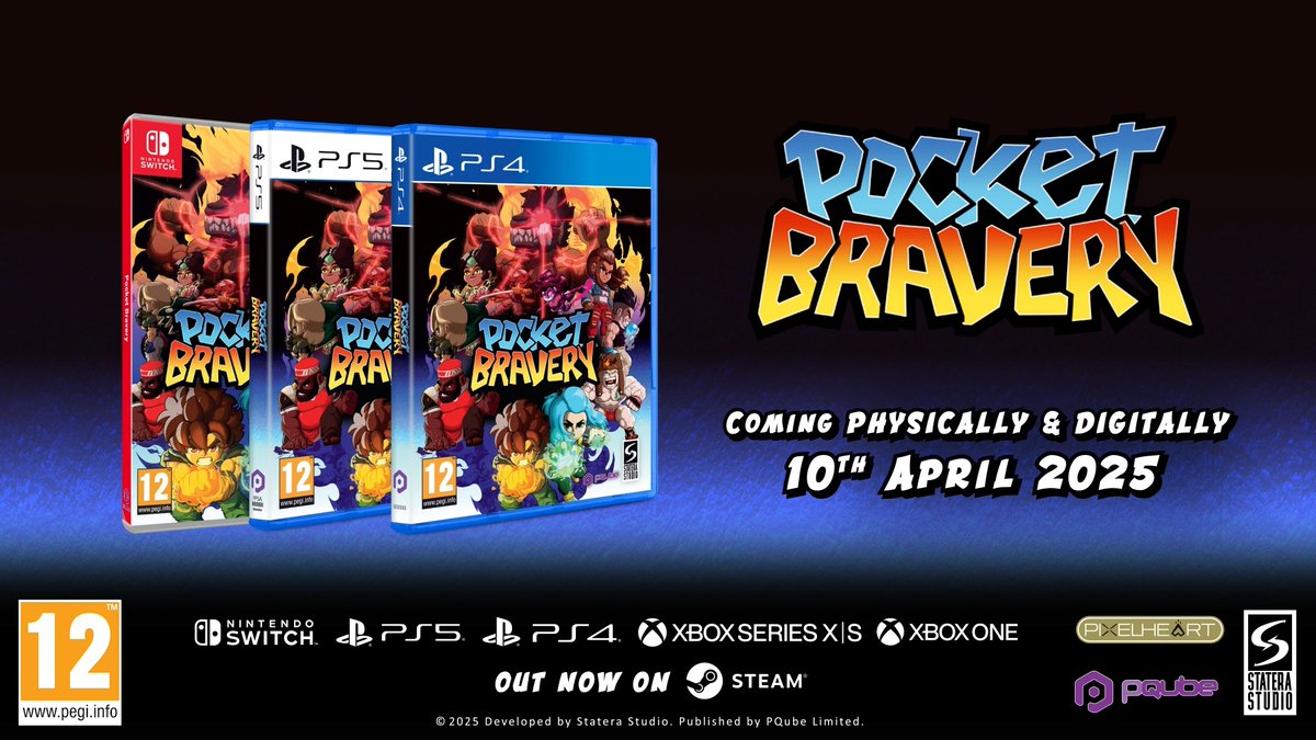 🔥🥊 FISTS, FURY & FIRE! 🥊🧊 Pocket Bravery coming April 10, 2025, digitally on PS5, PS4, Xbox Series & Nintendo Switch 🎮 Simultaneous Physical Editions available for Nintendo Switch, PS4 & PS5! Pre-Order NOW!