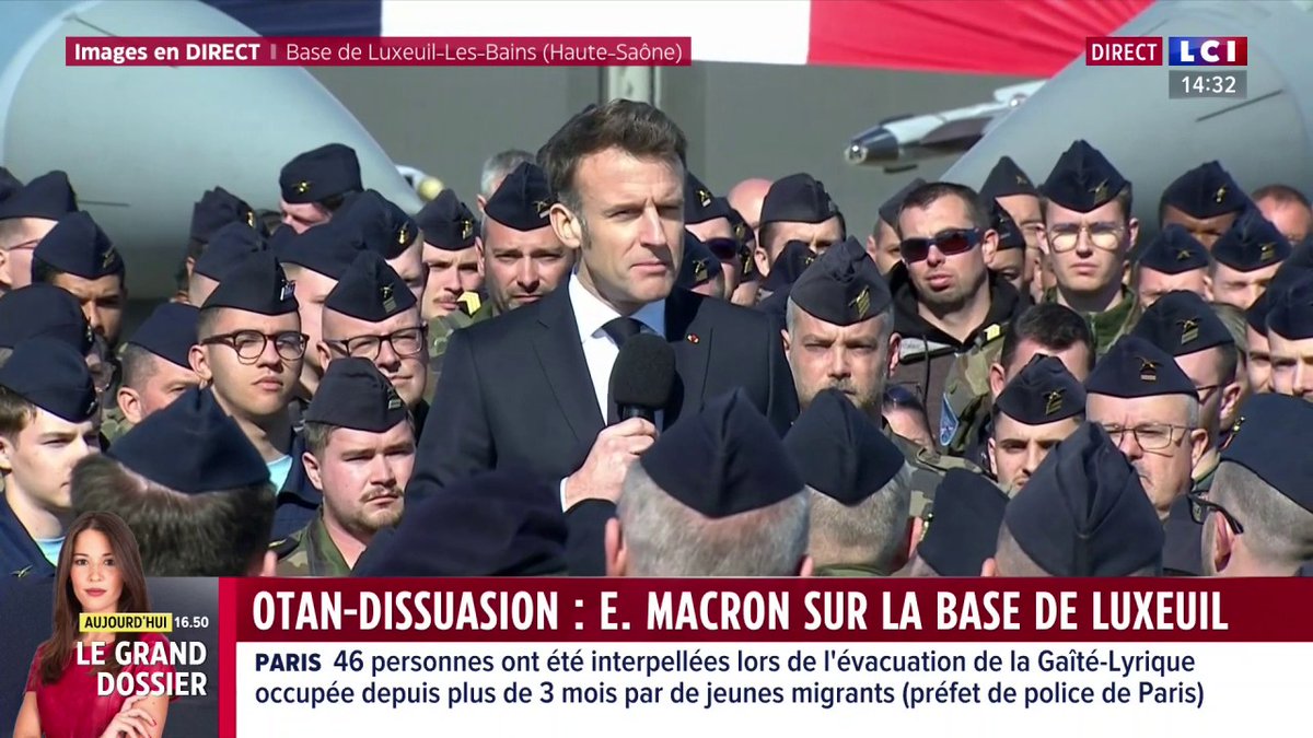 Emmanuel Macron : "Nous continuerons de soutenir l'Ukraine face à la guerre d'agression" déclare le chef de l'État depuis la base de Luxeuil-les-Bains