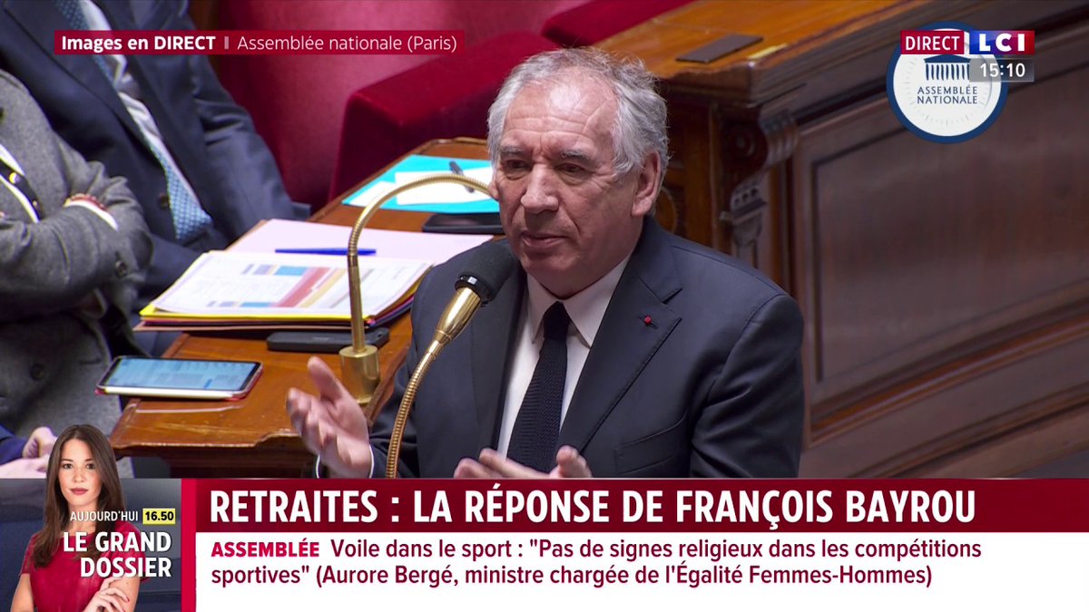 🗣️ Retraites : "Ça n'est pas possible de revenir aux 62 ans" lance François François Bayrou à l'Assemblée nationale