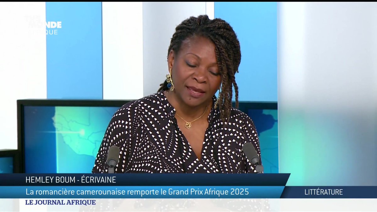 L'écrivaine Hemley Boum vient de remporter le Grand Prix Afrique 2005 au Salon du livre africain, avec "Le rêve du pêcheur". © : Le journal Afrique TV5MONDE #Cameroon🇨🇲