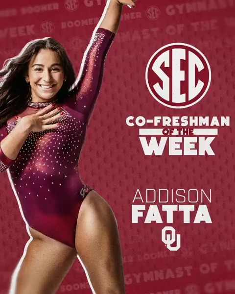 🤸 SEC Freshman of the Week: March 18 ☝️ Addison Fatta Oklahoma Women's Gym x #SECGYM