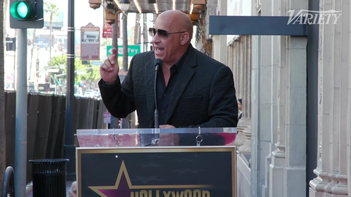 Vin Diesel talks about working with Gal Gadot on the #FastAndFurious movies at her Hollywood Walk of Fame ceremony.