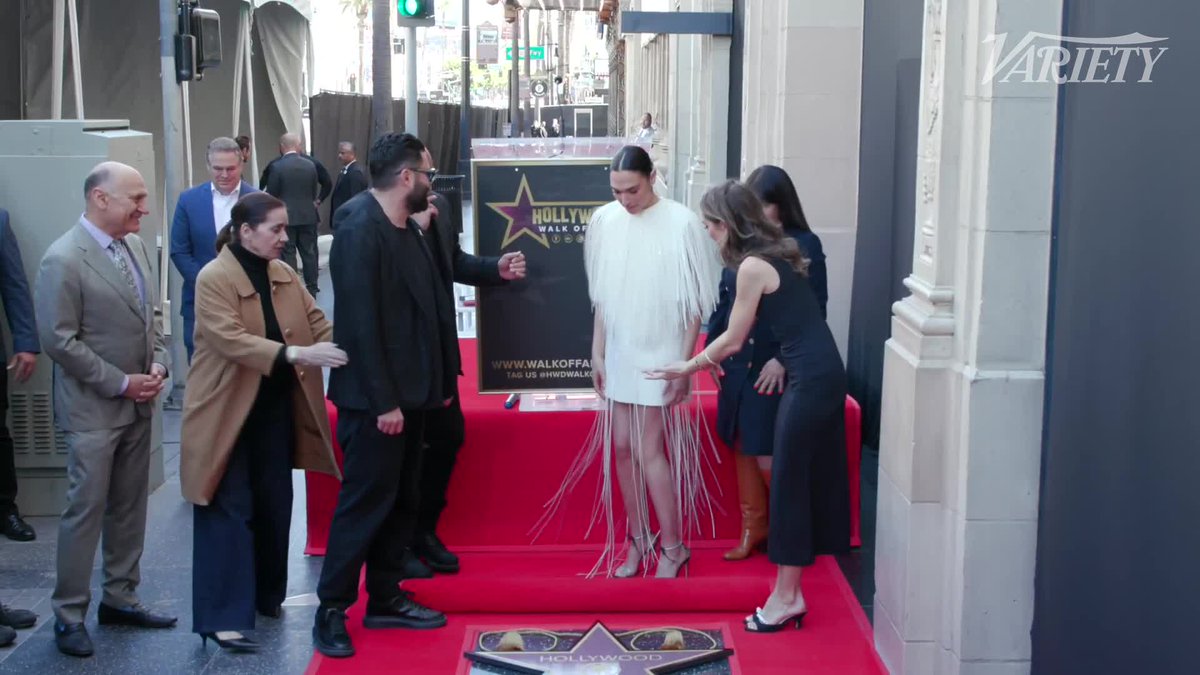 Gal Gadot receiving her star on the Hollywood Walk of Fame.