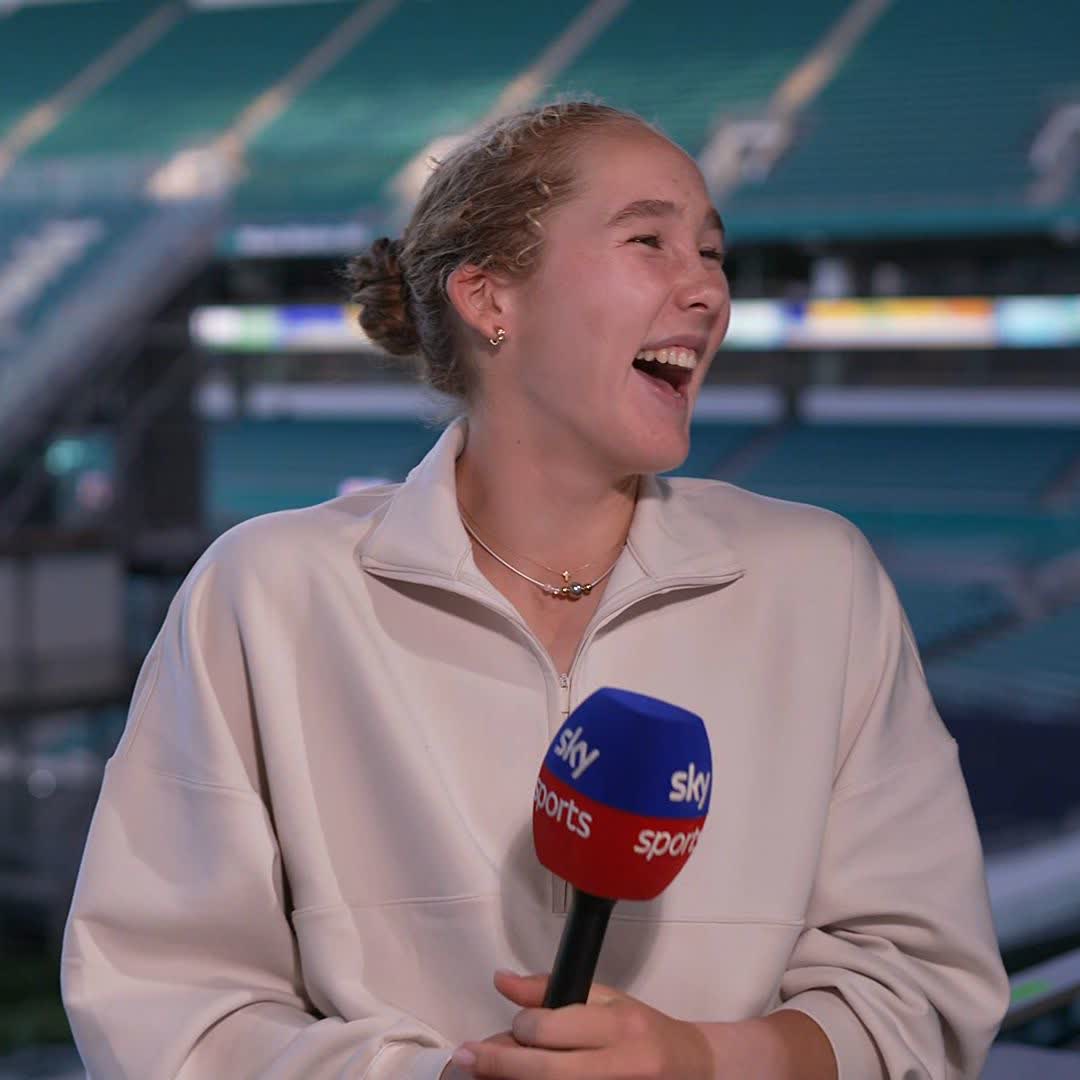 "It's not bad, ain't it?" 😅 Mirra Andreeva kicking off her interview with a British accent was not on our bingo card but we're here for it 😂