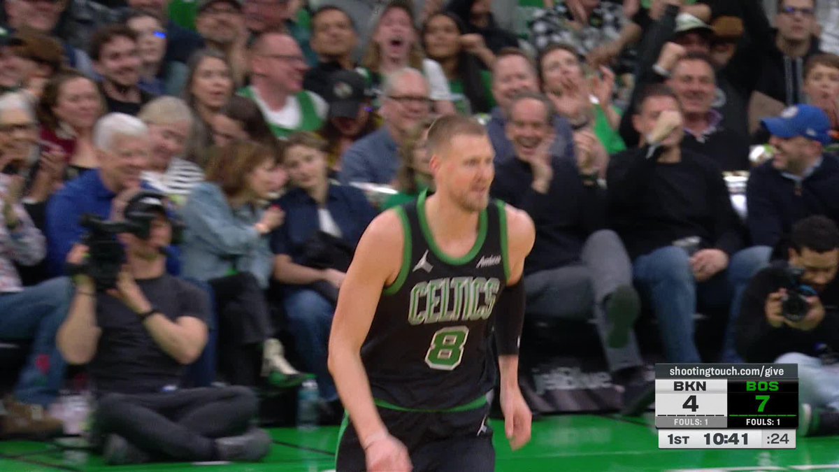 A steal and fastbreak finish from KP ☘️ Brooklyn and Boston are dueling on NBA TV!